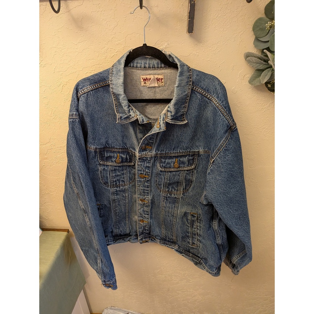 Wrangler Rugged Wear Men's Denim Jacket Blue Classic Fit‎ Trucker Style